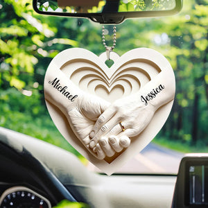 Personalized Couple Hand in Hand Car Ornament,Anniversary Valentines Gift