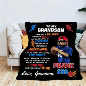 Custom Photo Personalized American Football Blanket Gift for American Football Player
