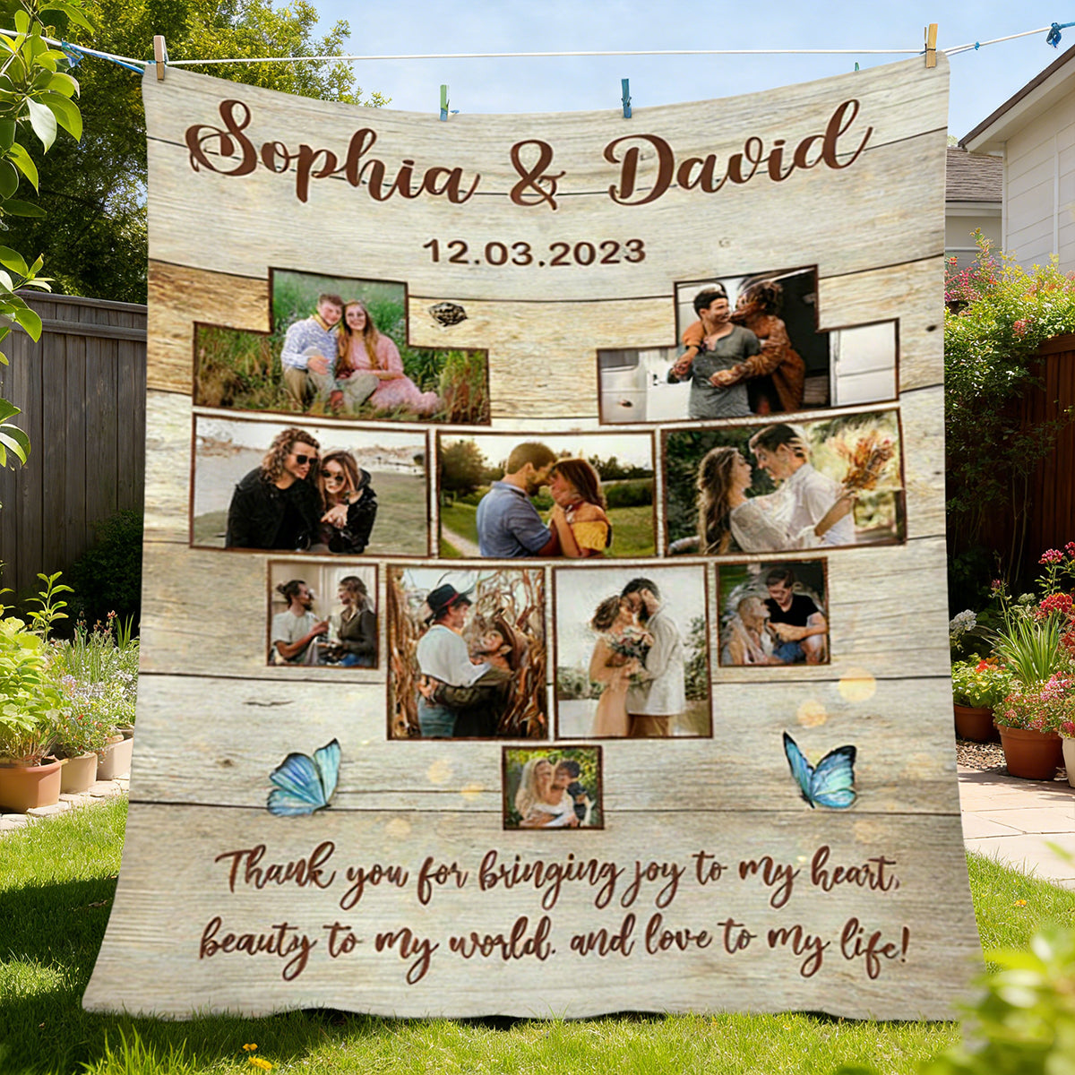 Custom Heart Photo Collage Blanket, Anniversary Collage Gift for Boyfriend, Girlfriend, Personalized Wedding Photo Gift