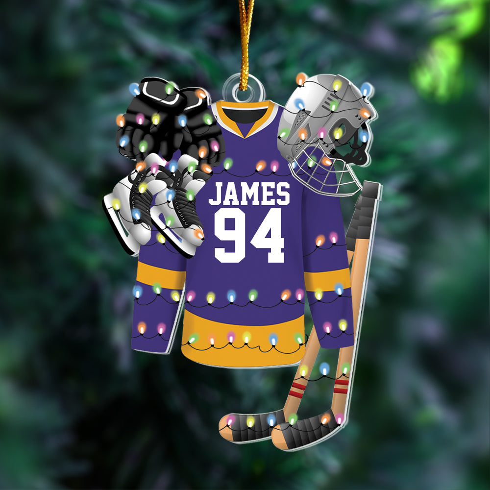 Hockey Apparel and Equipment Personalized Christmas Acrylic Ornament