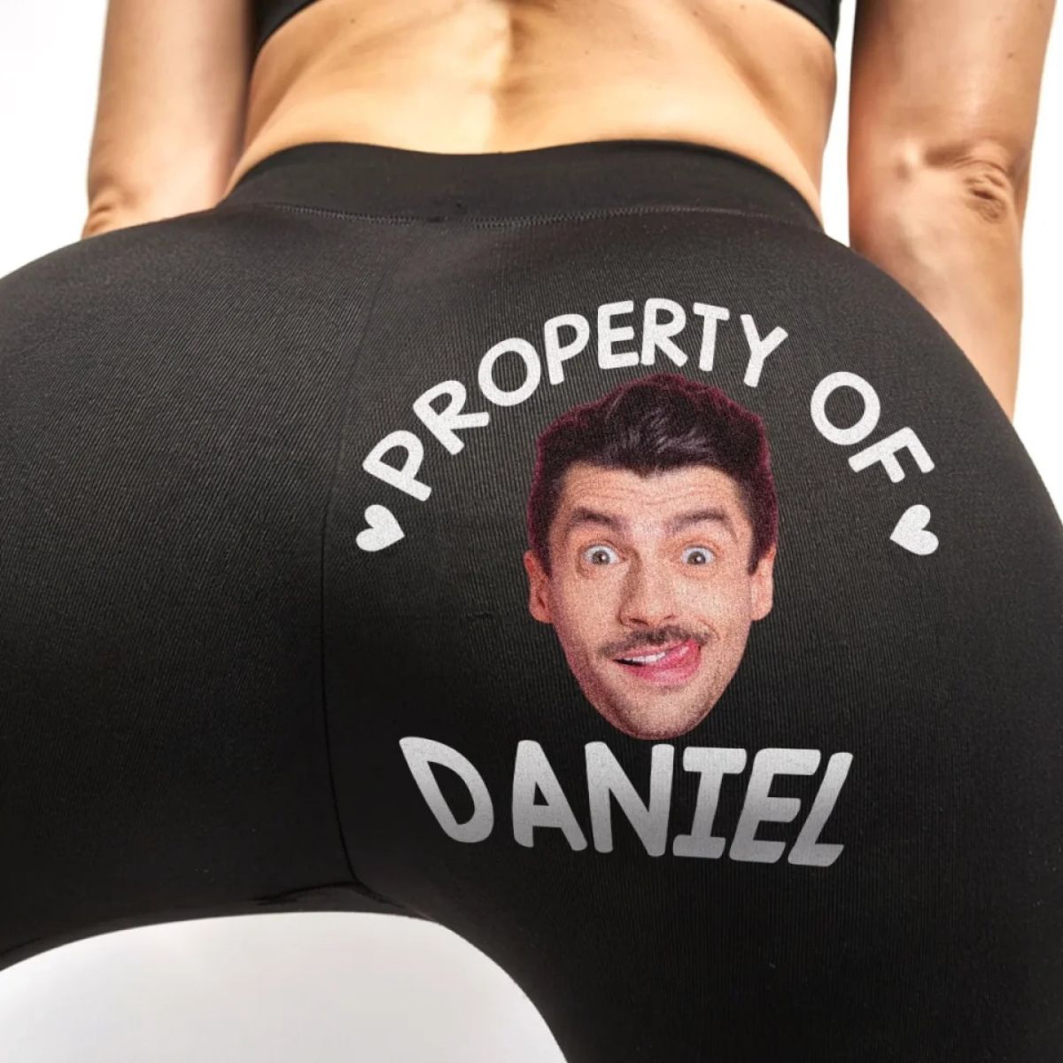 Custom Photo Property Of Me, Handle Like A Queen - Personalized Custom Women Leggings - Gift For Wife, Anniversary
