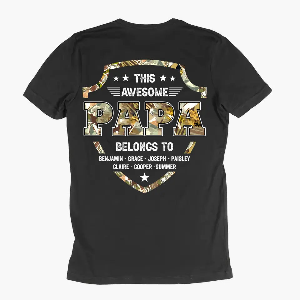 Personalized Custom T-Shirt - Father's Day, Birthday Gift For Dad, Grandpa - This Awesome Papa Belongs To