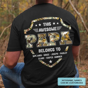 Personalized Custom T-Shirt - Father's Day, Birthday Gift For Dad, Grandpa - This Awesome Papa Belongs To