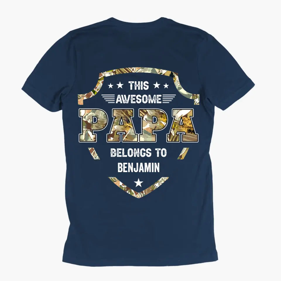 Personalized Custom T-Shirt - Father's Day, Birthday Gift For Dad, Grandpa - This Awesome Papa Belongs To