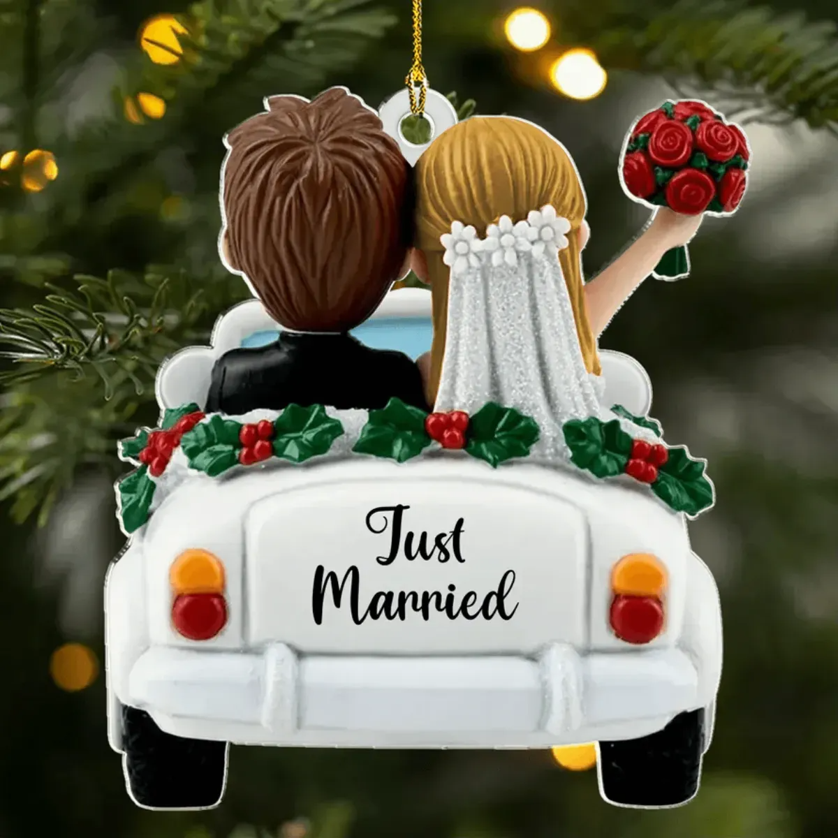 Just Married - Personalized couple Acrylic Ornament