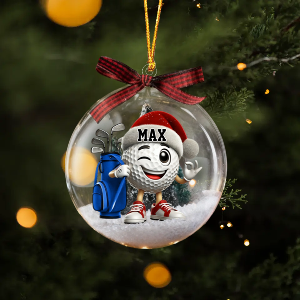 Golf Player Snow Globe Christmas Personalized Ornament