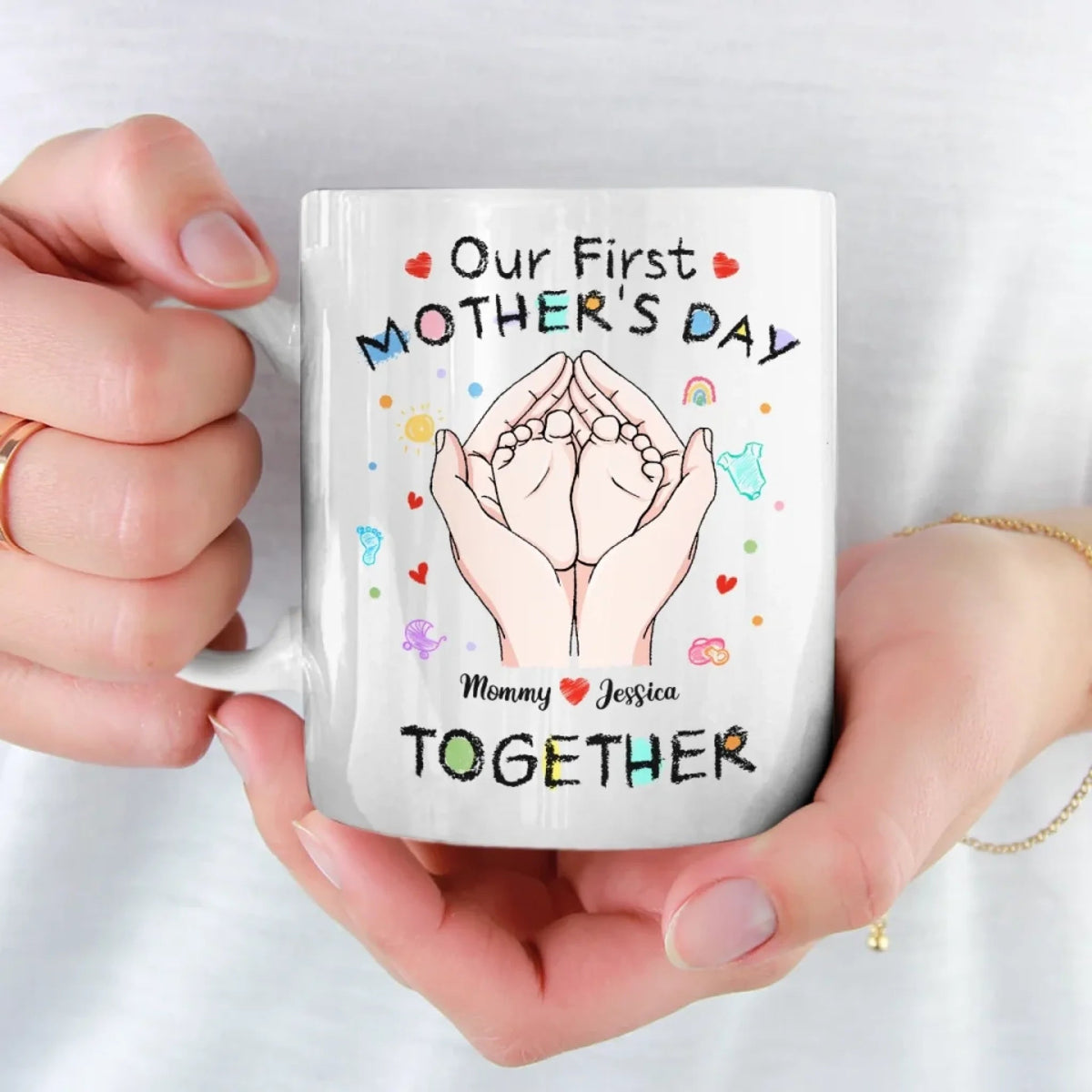 Tiny Toes, Big Love - Family Personalized Custom Mug - Mother's Day Gift, Gift For First Mom