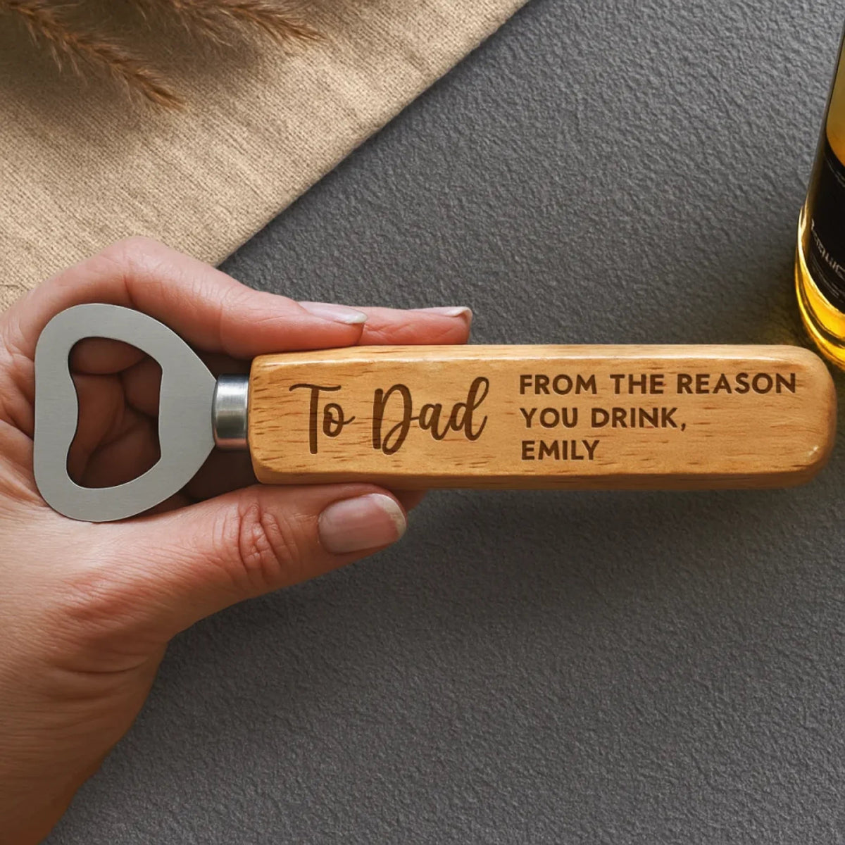From The Reasons You Drink - Personalized Wooden Bottle Opener Gift For Dad, Grandpa, Father's Day