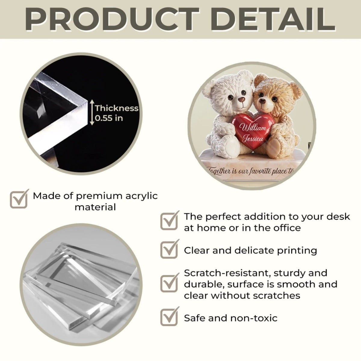 Love Cuddled Up In One Hug - Couple Personalized Acrylic Plaque Custom Shape - Gift For Husband Wife, Anniversary