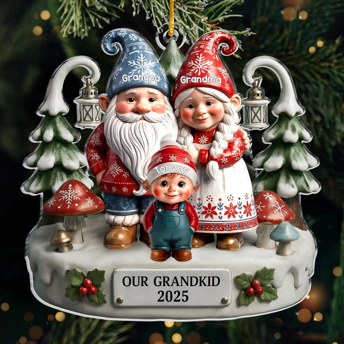 Together Home Feels More Magical - Personalized Acrylic Ornament Christmas Birthday Gifts For Grandma, Grandpa