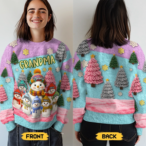 Custom Snowman Unisex Ugly Sweatshirt - Personalized Christmas Birthday Gifts For Mom, Grandma - Together We Shine This Christmas