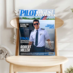 Pilot Magazine Cover Canvas, Custom Pilot Magazine Cover Photo, Unique Gift For Pilot, Pilot Digest Gift