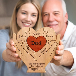 Custom Shaped Wooden Art Puzzle - Personalized Father's Day Birthday Gifts For Dad, Grandpa - Best Dad Ever Hands Down