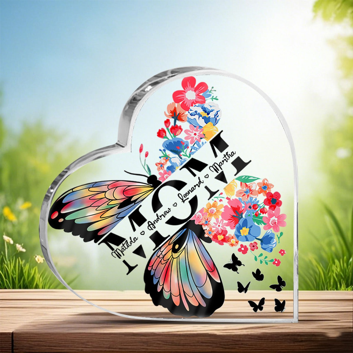 Mom We Love You - Personalized Heart Shaped Acrylic Plaque