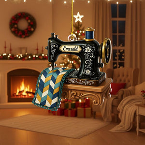 Personalized Sewing Machine Acrylic Ornament, Sewing Lover Keepsake, Crafter Gift