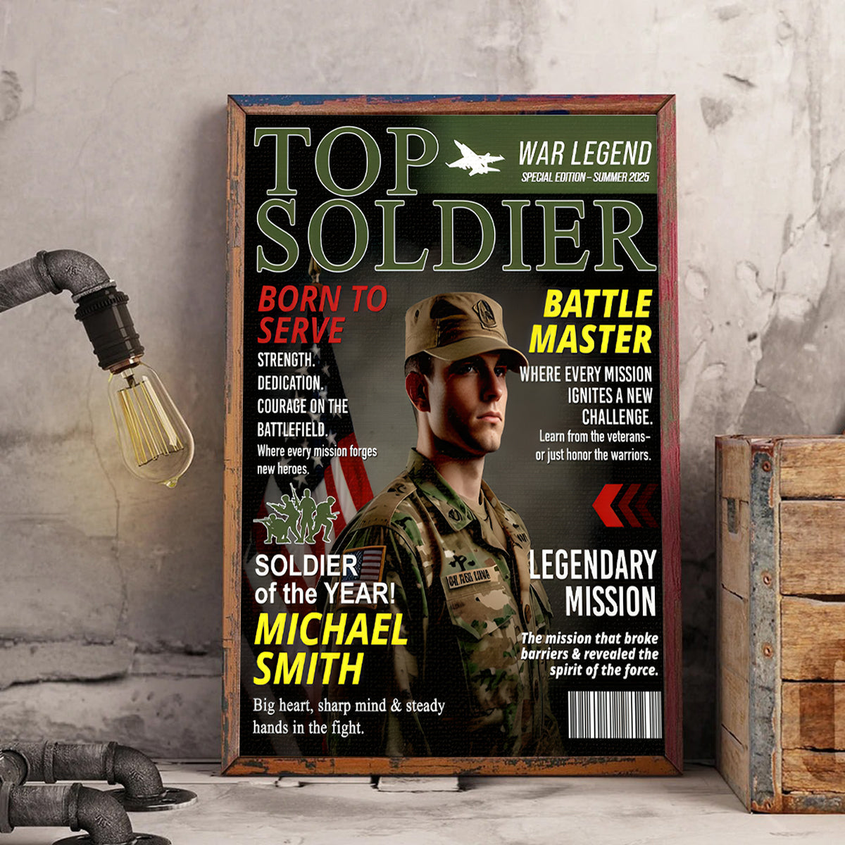 Army Gift Soldier Custom Magazine Cover, Personalized Solider Magazine Cover, Army Retirement Gift for Navy Marine Air Force, Army Gift for Him