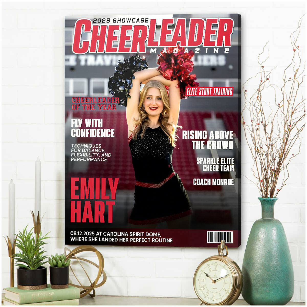 Personalized Cheerleader Magazine Cover Canvas, Custom Cheer Magazine Cover, Cheerleader Gift
