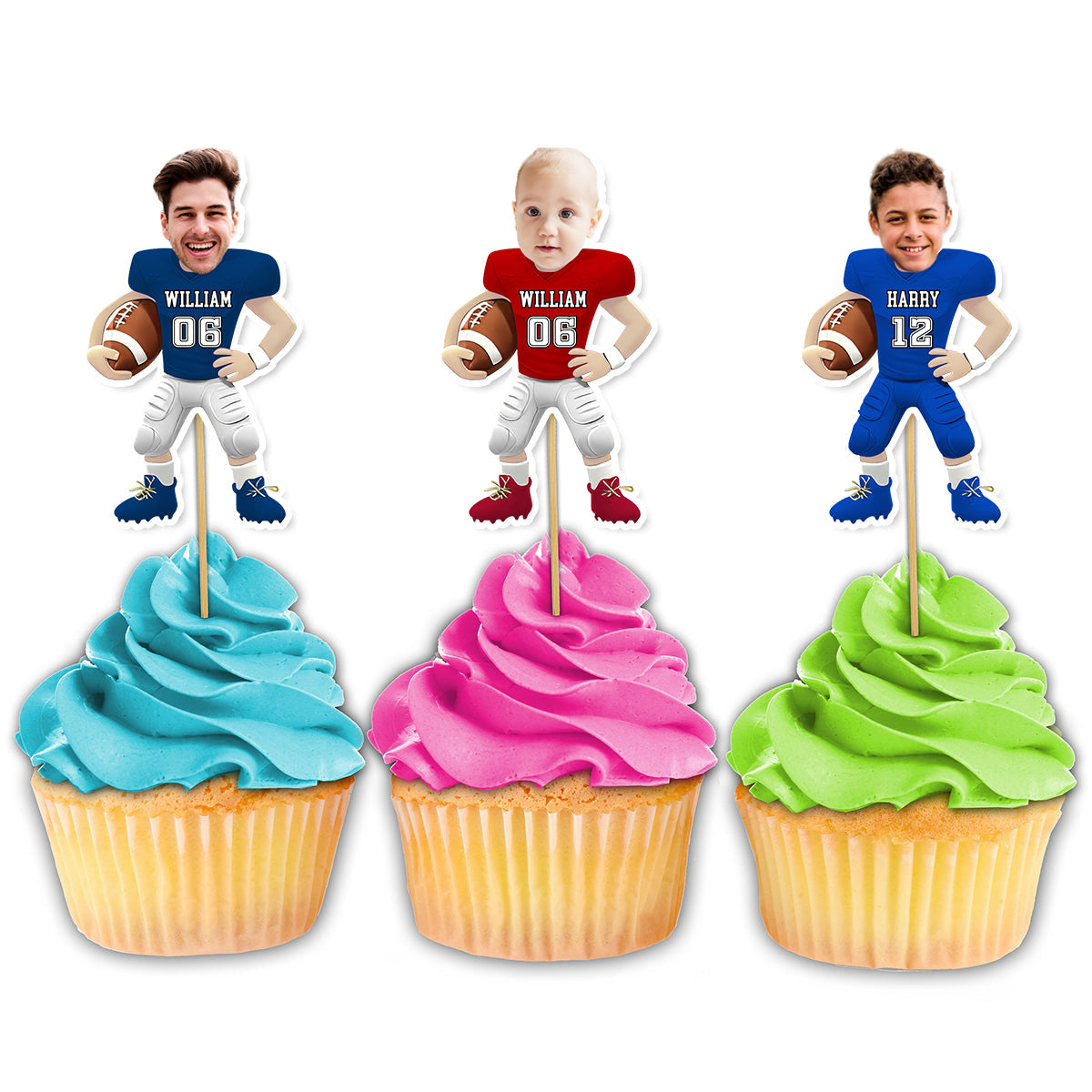 Custom Photo American Football Decoration Personalized Cupcake Toppers