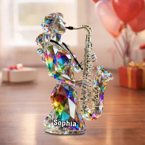 Custom Name Saxophonist Stained Glass Effect Acrylic Plaque,Personalized Musician Gift