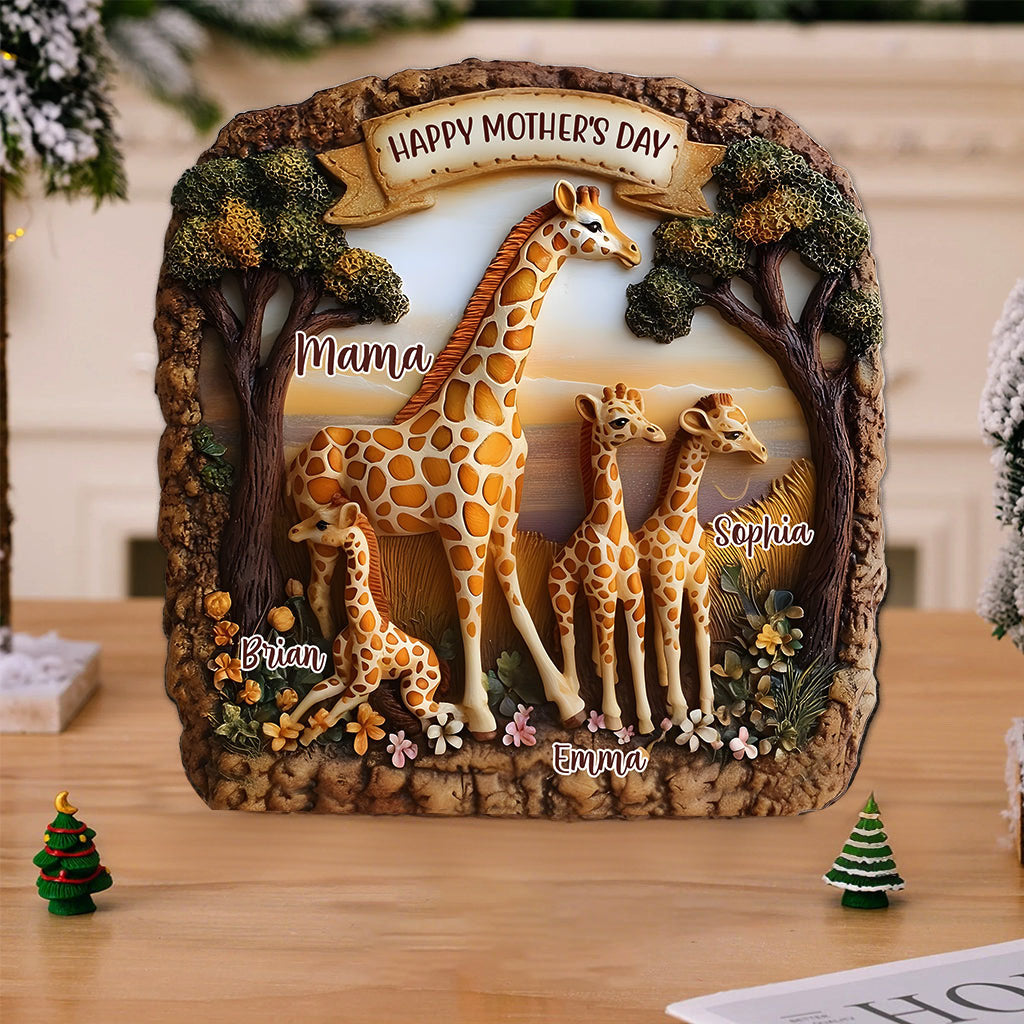 Giraffe Mom - Personalized Acrylic Plaque For Mother's Day Gift