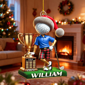 Personalized Name and Year Golf Champion Ornament