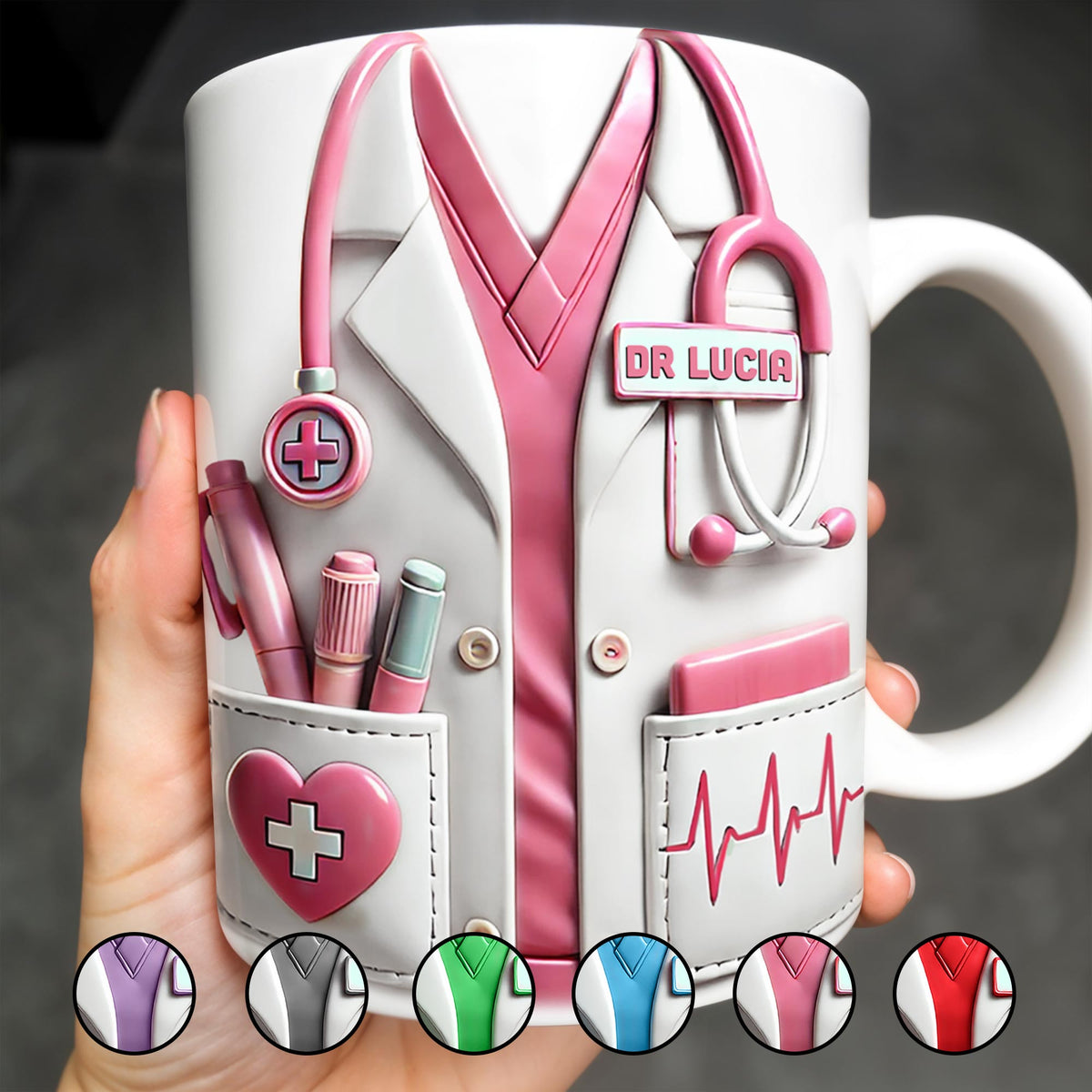 Medical Appreciation Design With Stethoscope, Personalized Custom Coffee Mug