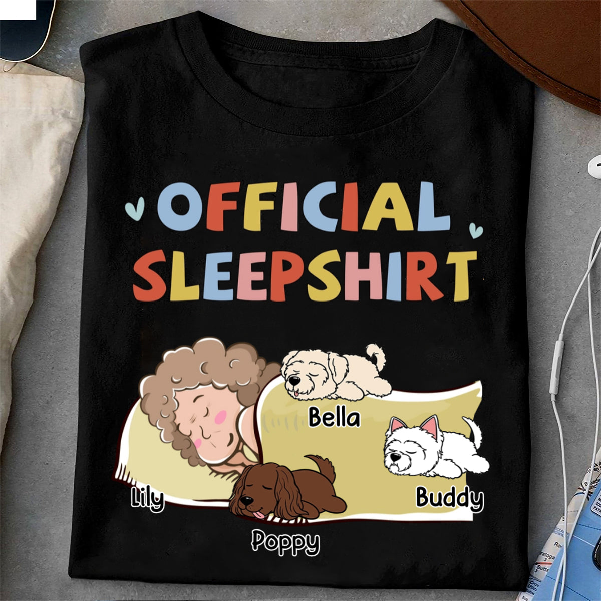 Sleeping Dog Sleepshirt - Personalized Custom Unisex T-shirt
