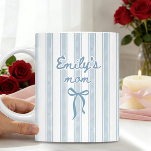 First Time Mom - Personalized Mug, Gift For New Mom, Blue Stripe Mug, Future Mom Gift, New Baby Gift For Mom