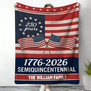 Custom Family Name Semiquincentennial 250th Anniversary Patriotic Blanket