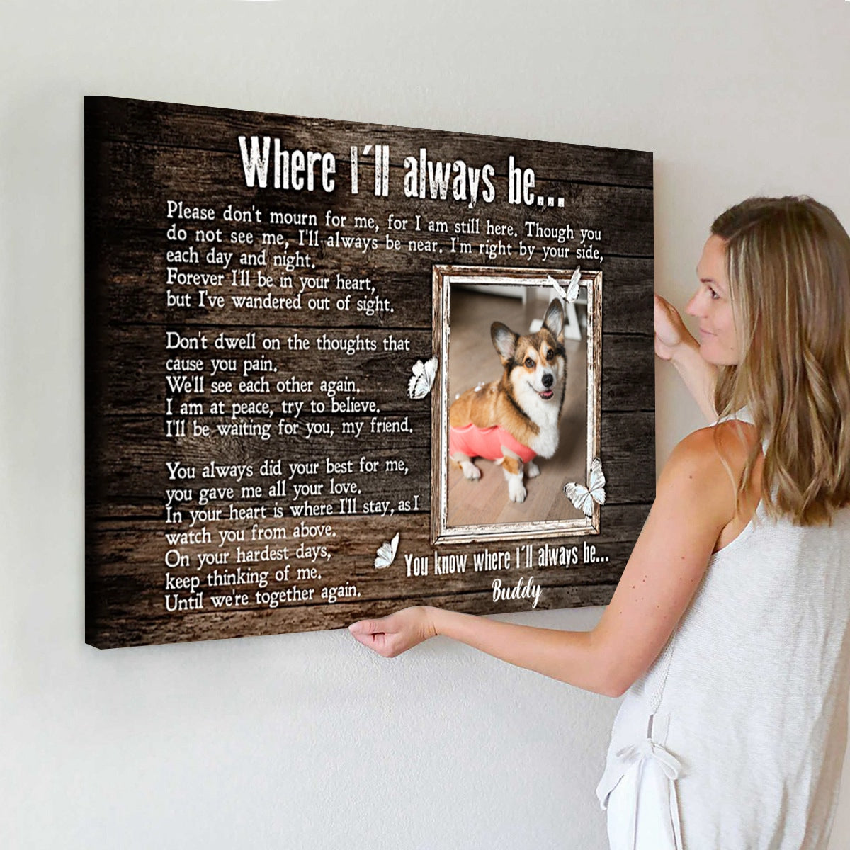 Personalized Sympathy Gift For Dog Loss, Pet Memorial Gifts - Where I'll Always Be...