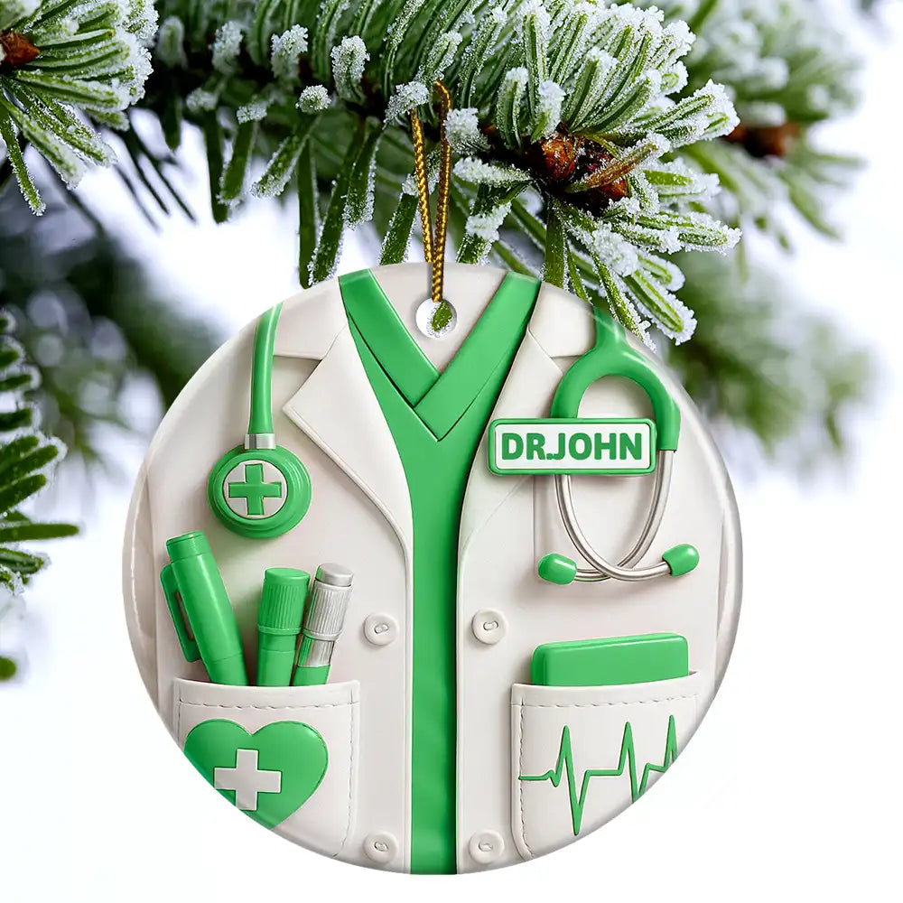 Celebrate A Special Medical Professional - Personalized Circle Ceramic Ornament