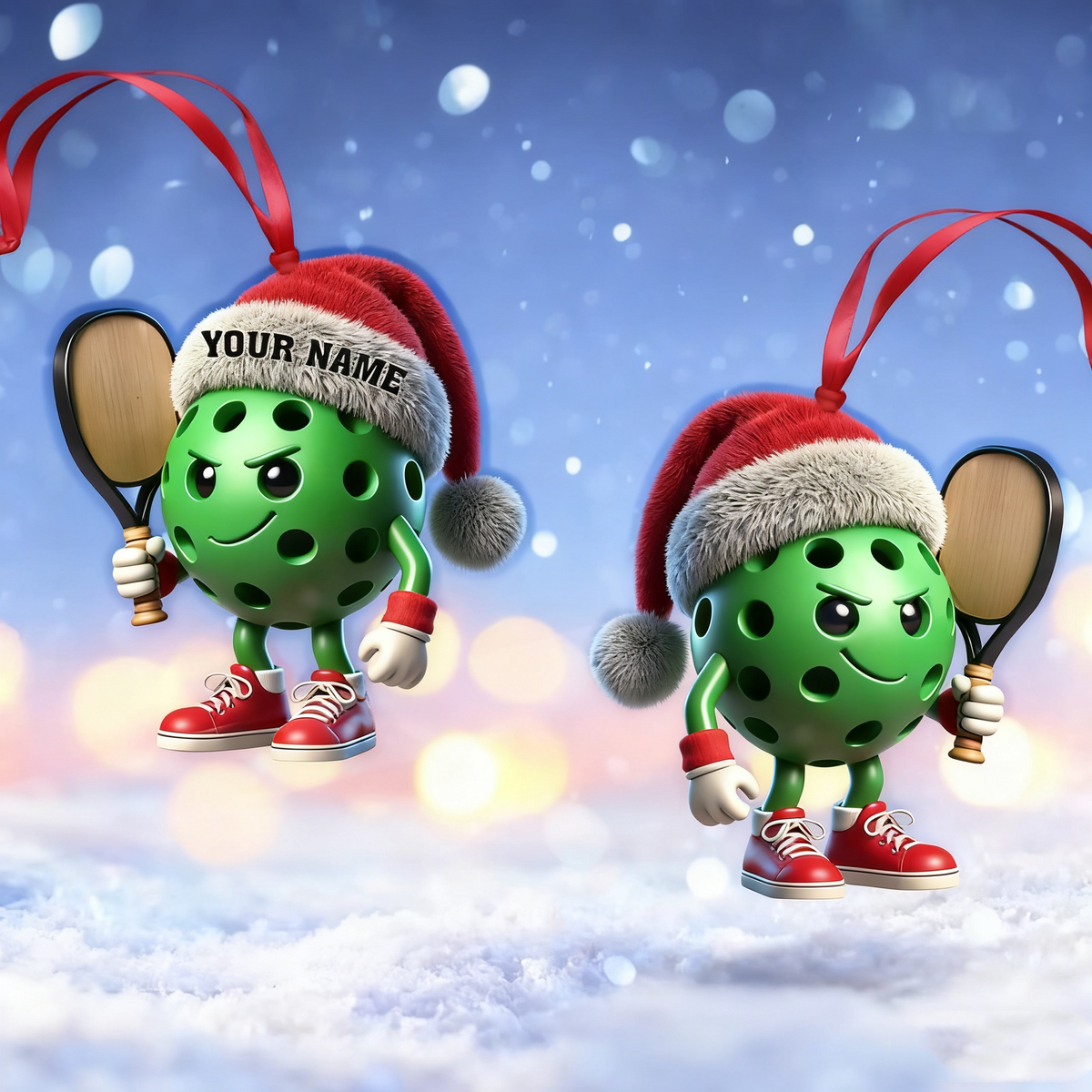 Custom Name Pickle Ball Ornament, Christmas Gift Decoration