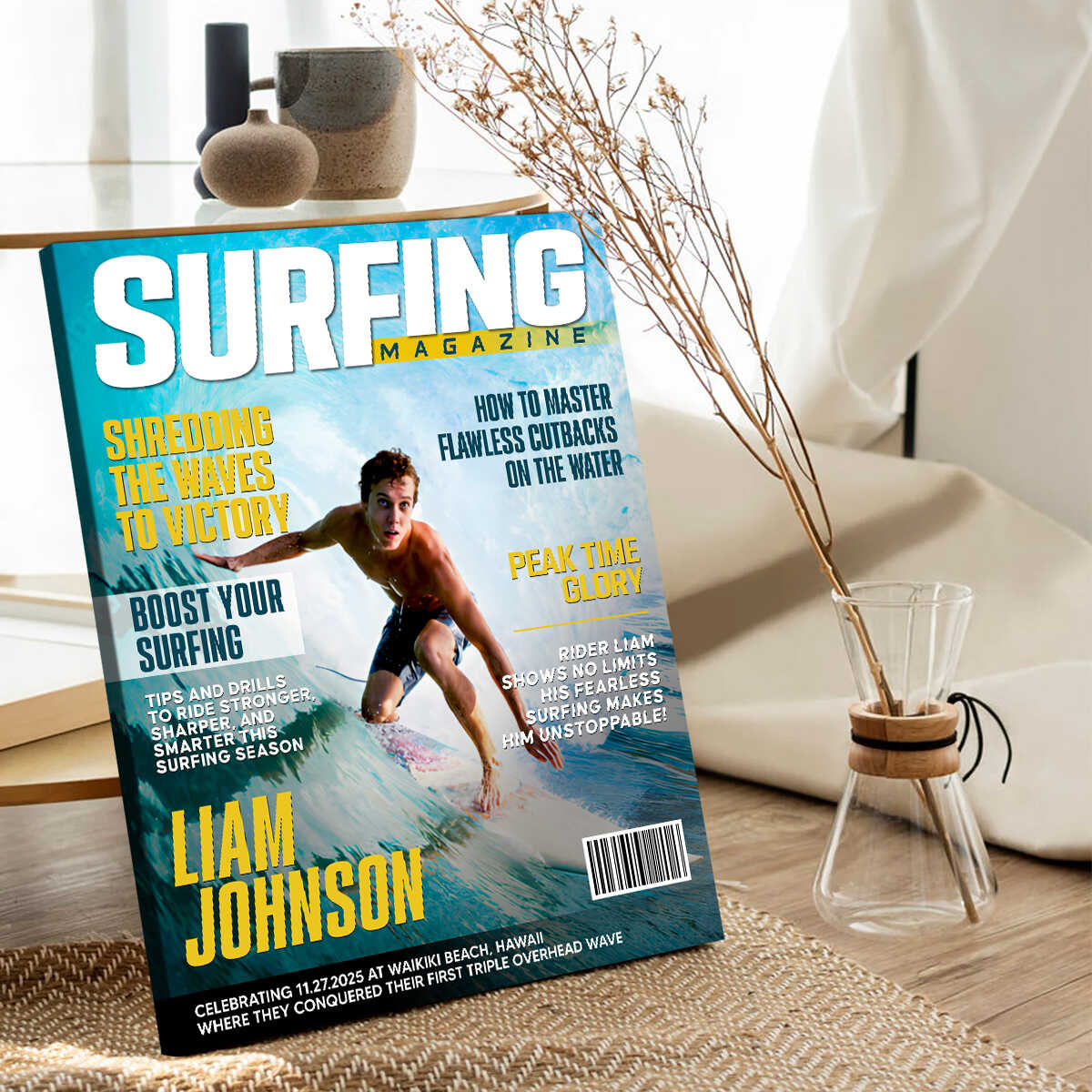 Personalized Surfing Magazine Cover Canvas Unique Gifts For Surfing Lover