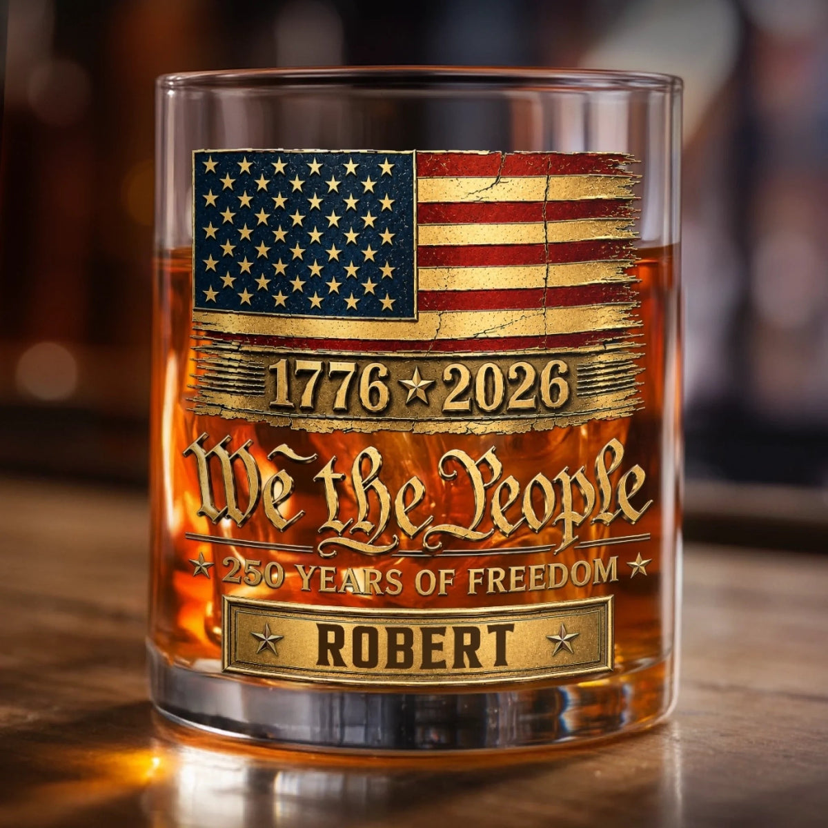 Custom 11oz Whiskey Glass - Personalized America 250th Anniversary Gifts For Women, Men - Red White And Proud