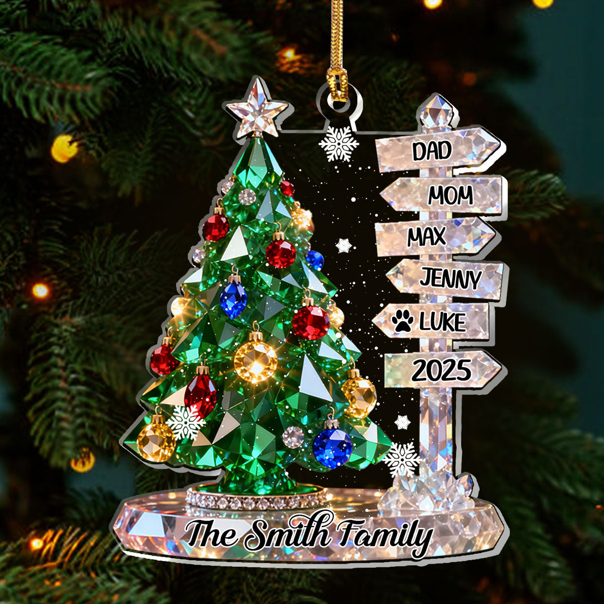 Family Signpost Custom Name - Personalized 1-Layer Acrylic Ornament