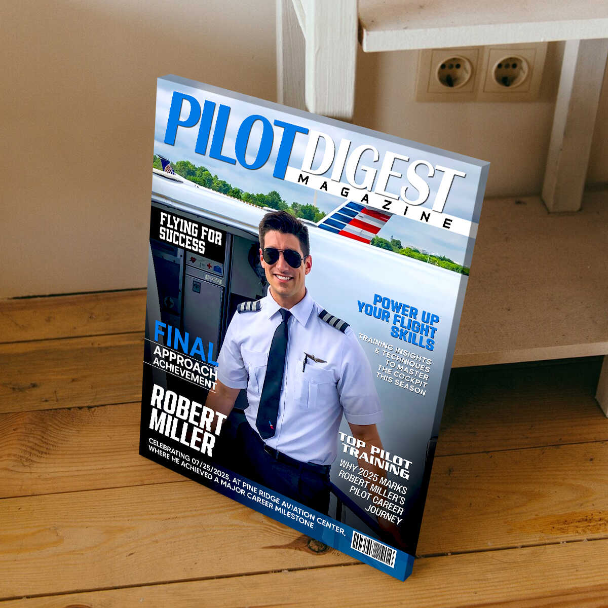 Pilot Magazine Cover Canvas, Custom Pilot Magazine Cover Photo, Unique Gift For Pilot, Pilot Digest Gift