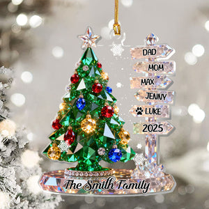 Family Signpost Custom Name - Personalized 1-Layer Acrylic Ornament