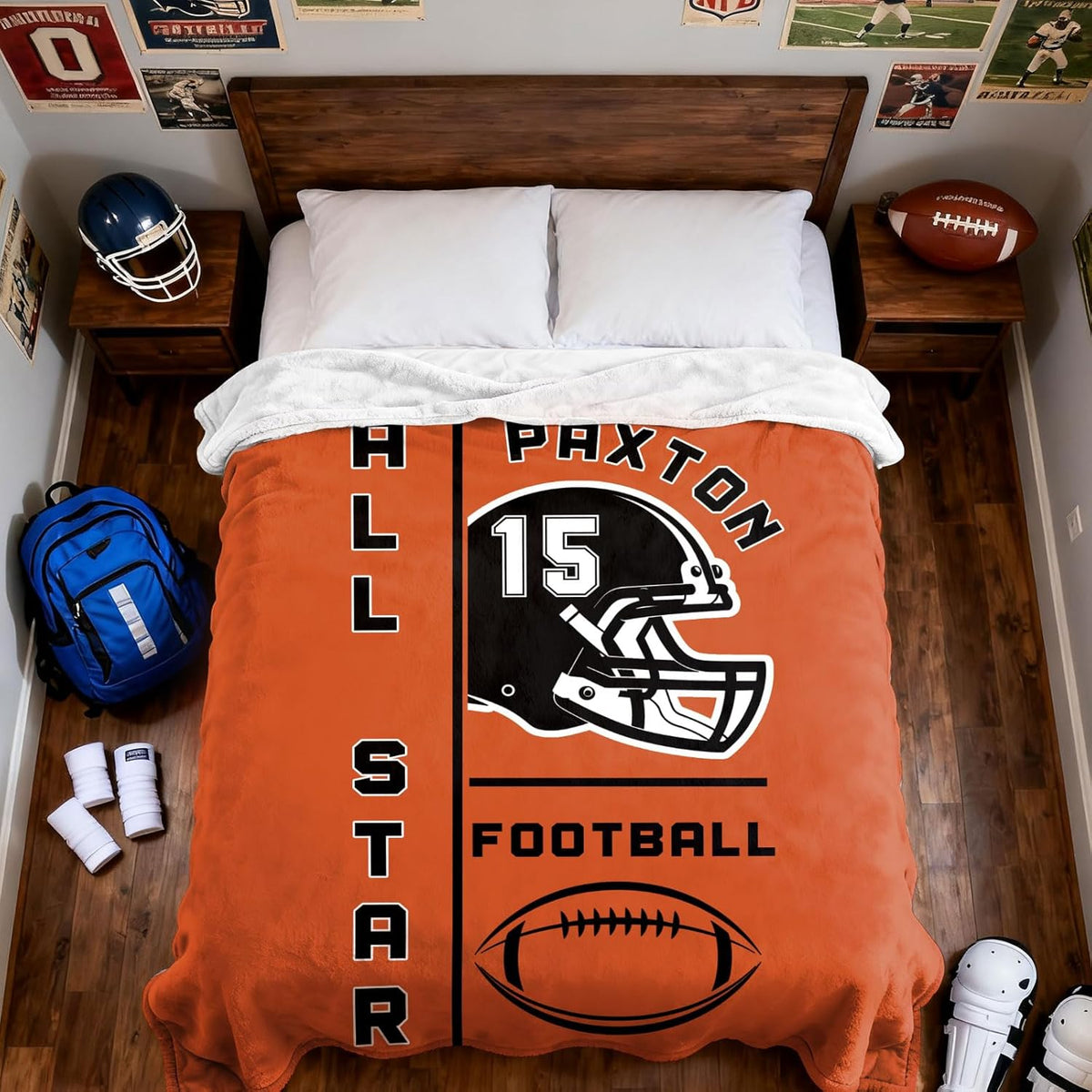 Personalized Football Helmet Blanket Gifts for Football Lovers, Coaches,Fans, Men