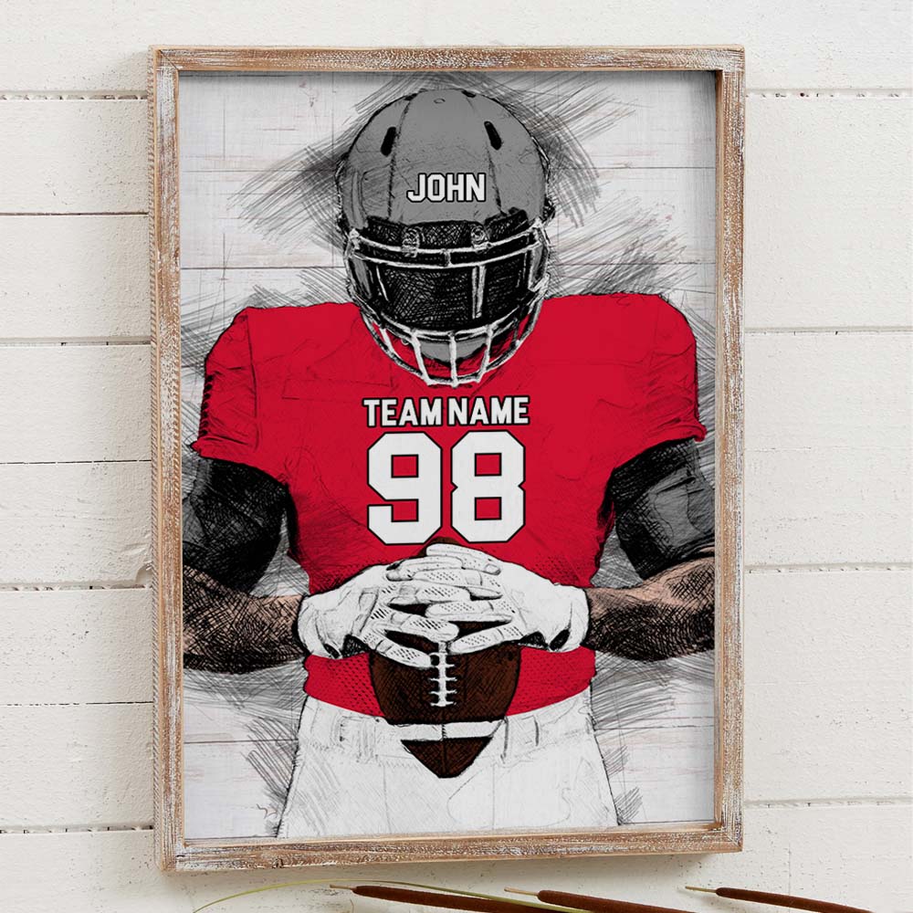 Personalized Football Pencil portrait Canvas Gift For Football Lovers