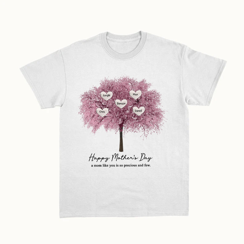 Personalized Family Tree Of Life With Heart Names Pure Cotton T-Shirt