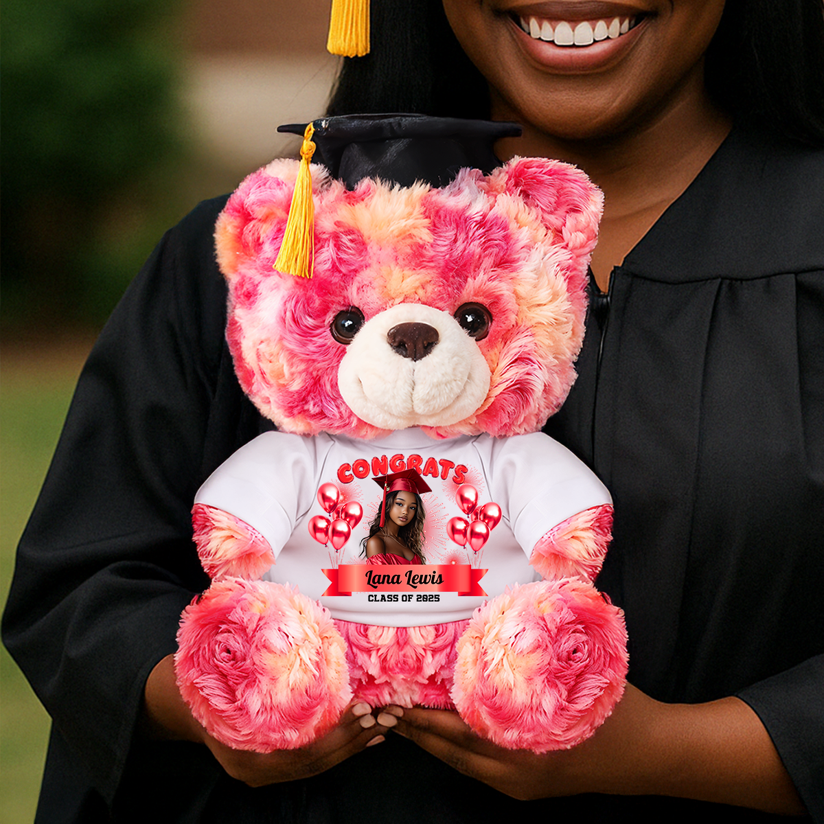 Family Personalized Custom Graduation Litter Bear Plush - Graduate Bear With Cap