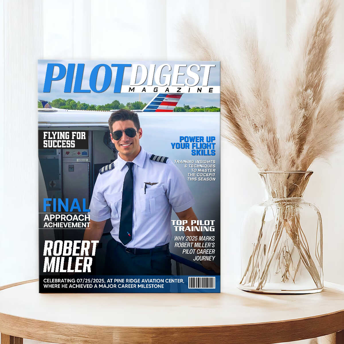 Pilot Magazine Cover Canvas, Custom Pilot Magazine Cover Photo, Unique Gift For Pilot, Pilot Digest Gift