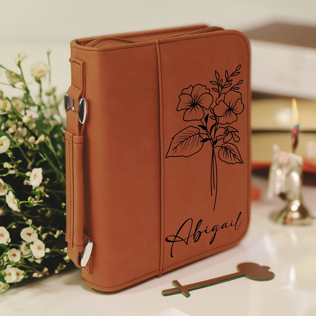 Personalized Birth Month Flower Bible Cover