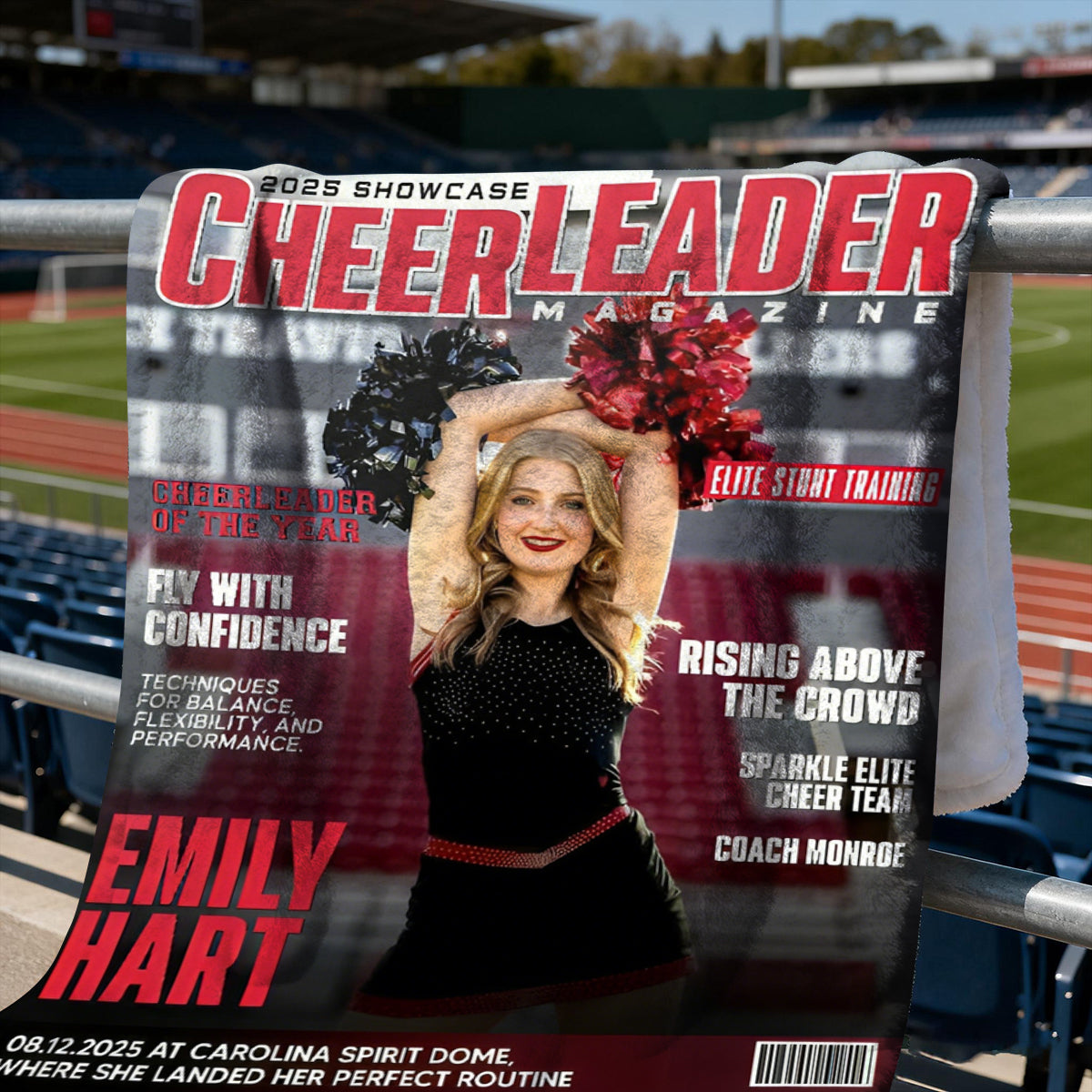 Personalized Cheerleader Magazine Cover Blanket, Custom Cheer Magazine Cover, Cheerleader Gift