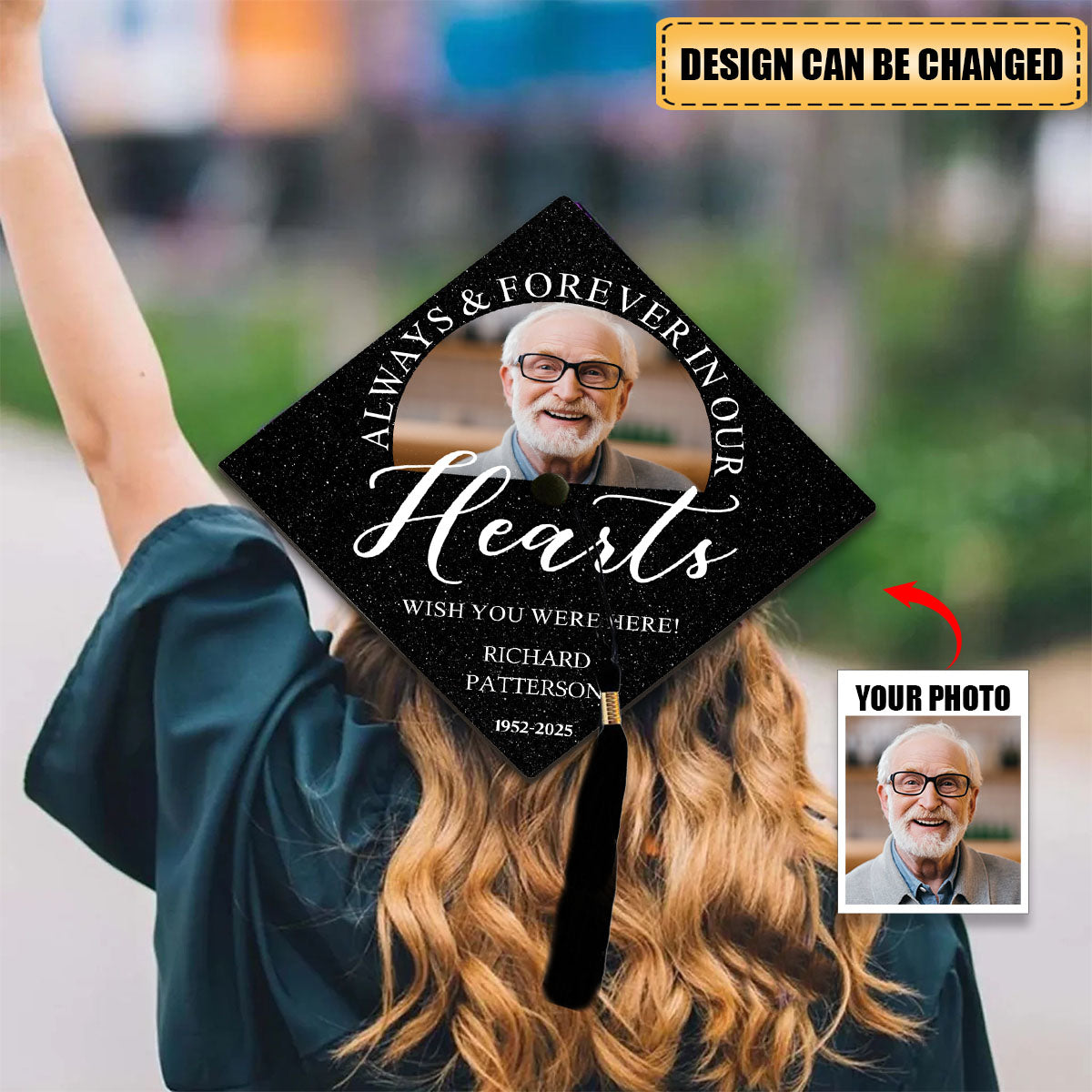 I Wish You Were Here - Personalized Graduation Cap Topper, Memorial Graduate Gift