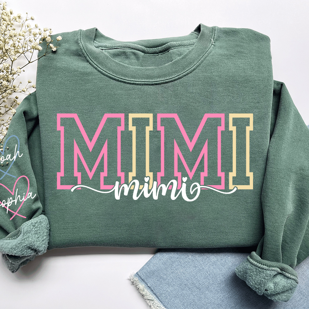 Personalized Grandma Name Sweatshirt, Warm Gift for Grandma And Grandchild