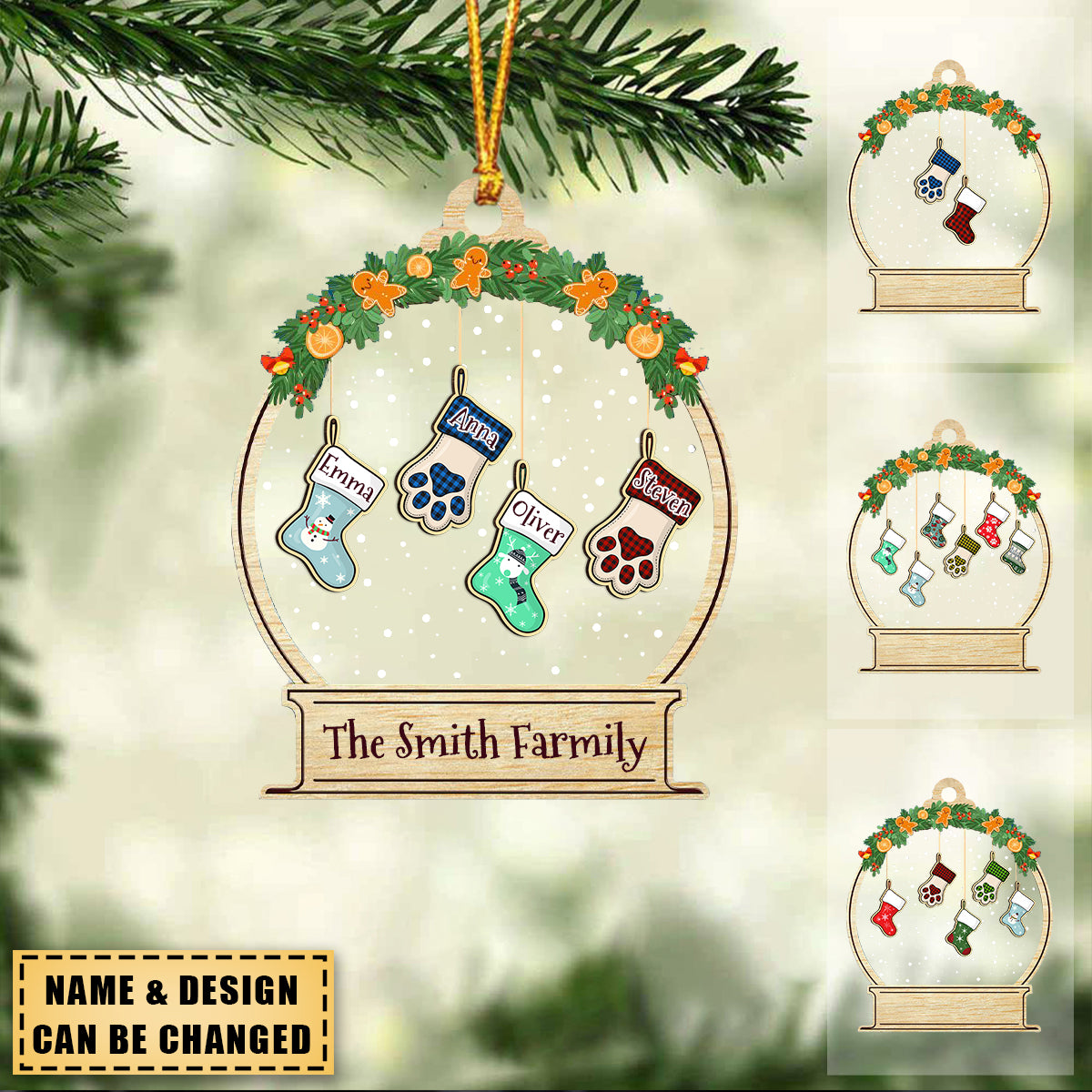 Lovely Stockings Hanging - Family Personalized Custom Ornament