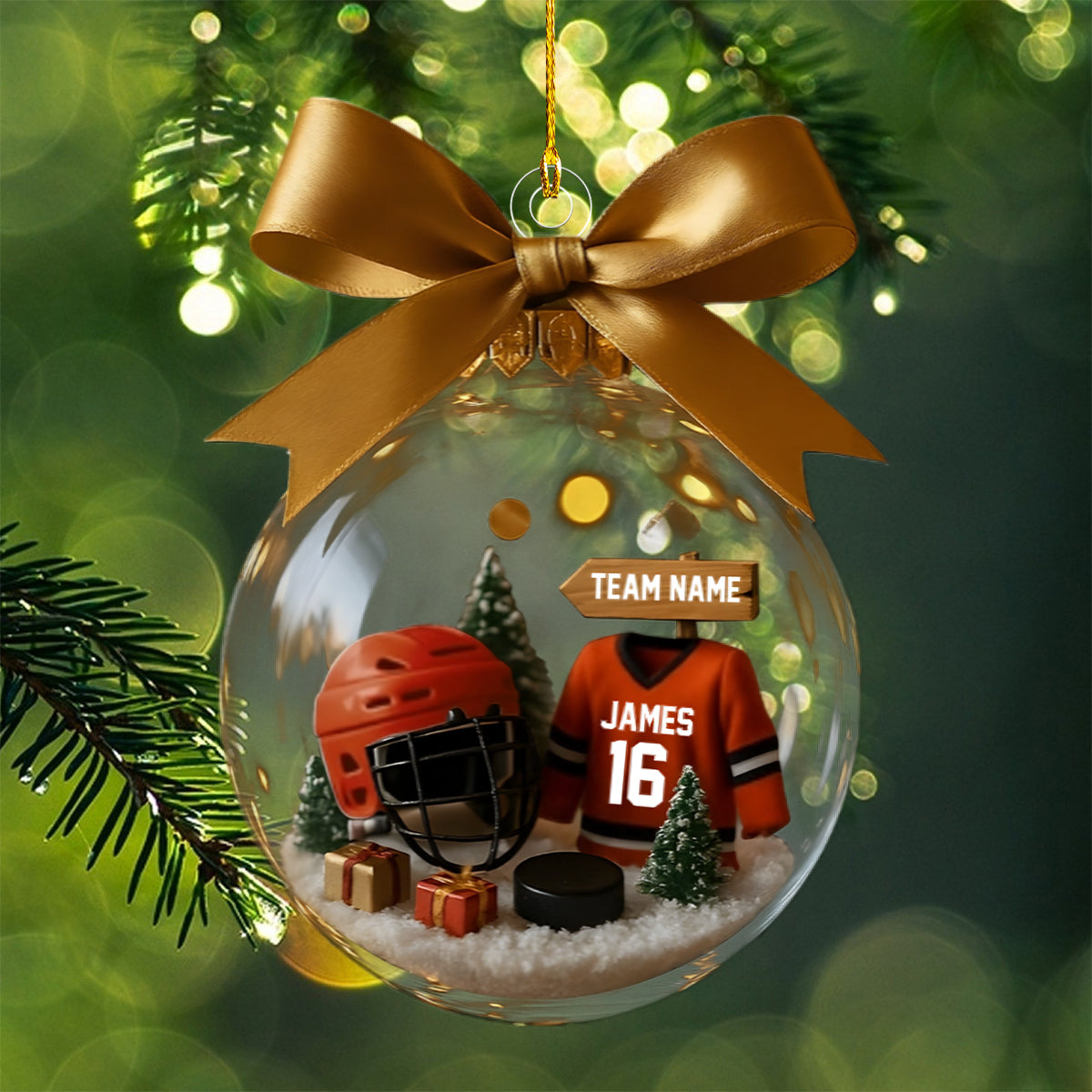 Personalized Hockey Transparent Ornament Gift for Hockey Lover