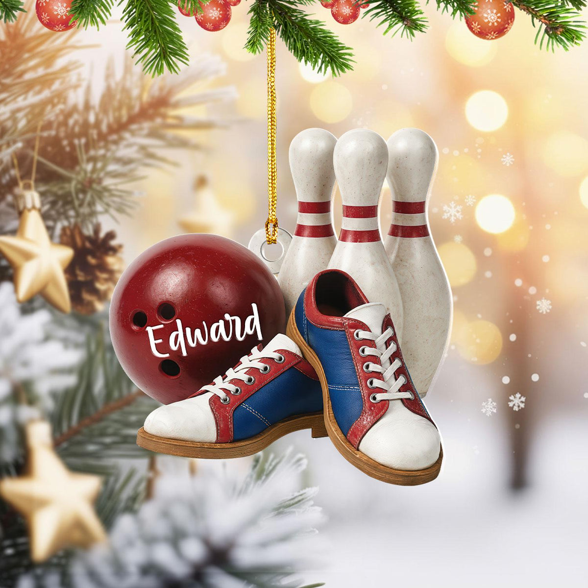 Custom Name Bowling Ornament, Personalized Christmas Gift For Bowling Lover