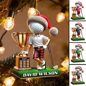 Personalized Name and Year Golf Champion Ornament